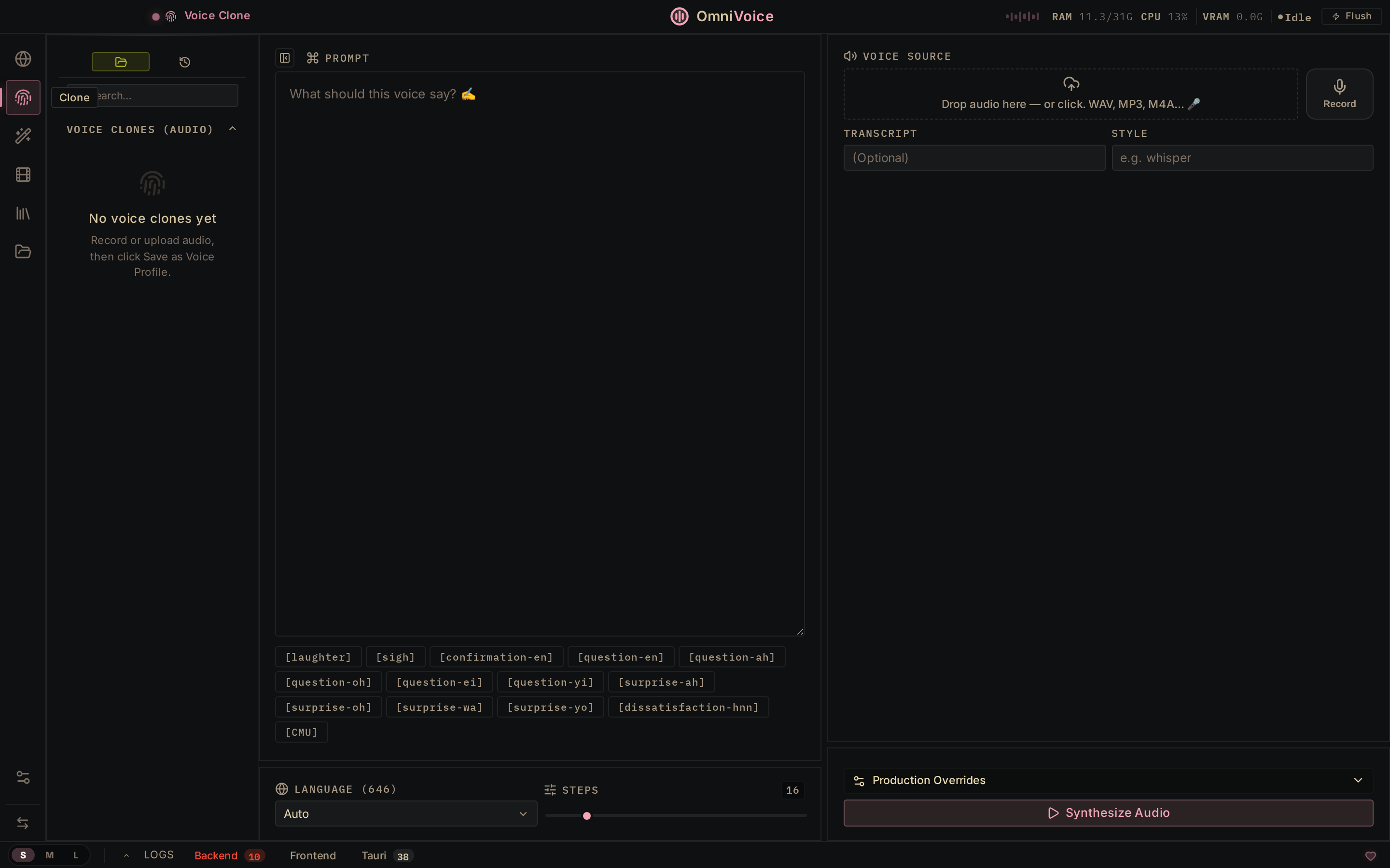VoiceStudio voice cloning screen